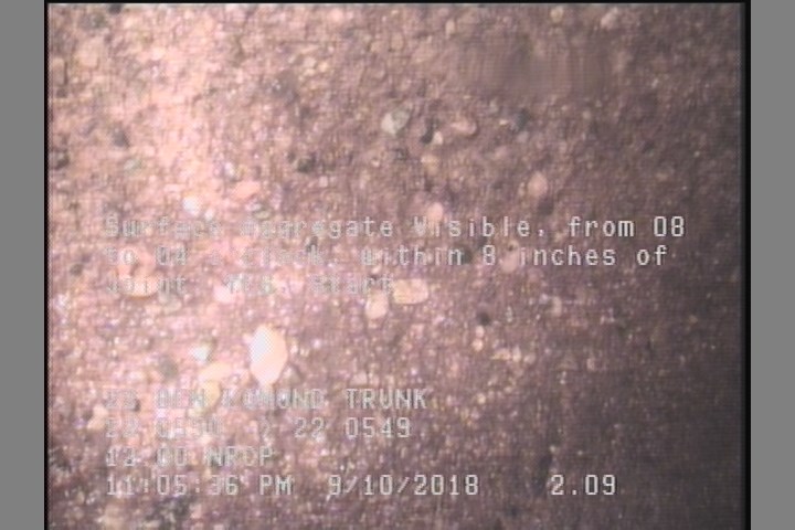 Surface Aggregate Visible, from 08 to 04 o'clock, within 8 inches of joint: YES, Start