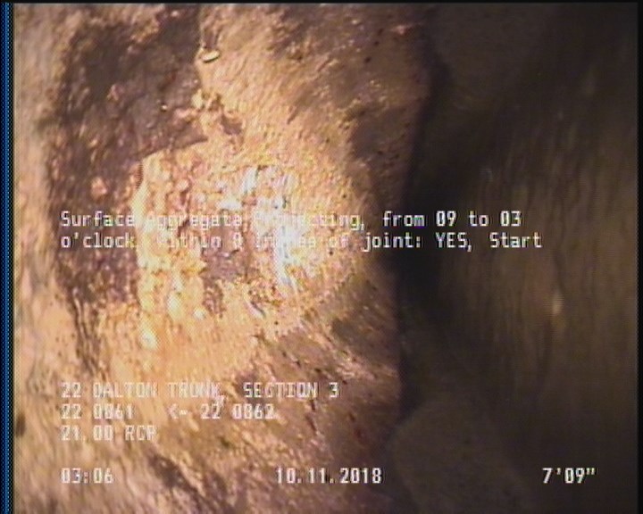 Surface Aggregate Projecting, from 09 to 03 o'clock, within 8 inches of joint: YES, Start