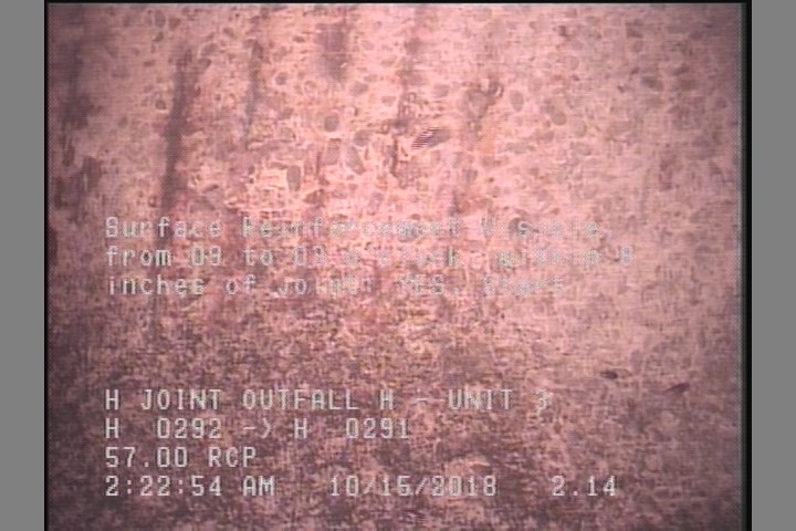 Surface Reinforcement Visible, from 09 to 03 o'clock, within 8 inches of joint: YES, Start