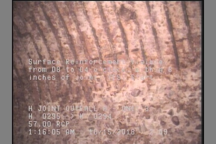 Surface Reinforcement Visible, from 08 to 04 o'clock, within 8 inches of joint: YES, Start