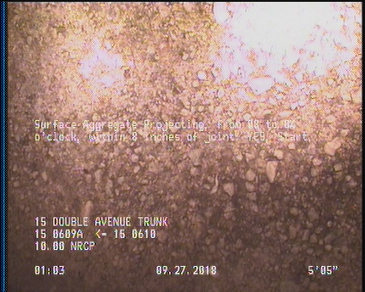 Surface Aggregate Projecting, from 08 to 04 o'clock, within 8 inches of joint: YES, Start