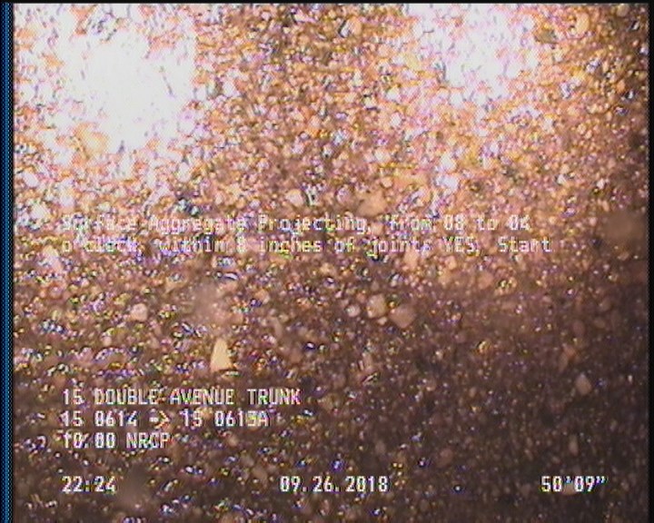 Surface Aggregate Projecting, from 08 to 04 o'clock, within 8 inches of joint: YES, Start