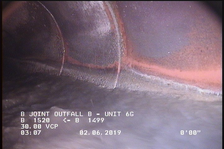 Deposits Attached Grease, 5 %of cross sectional area, from 04 to 08 o'clock, , within 8 inches of joint: YES, Start