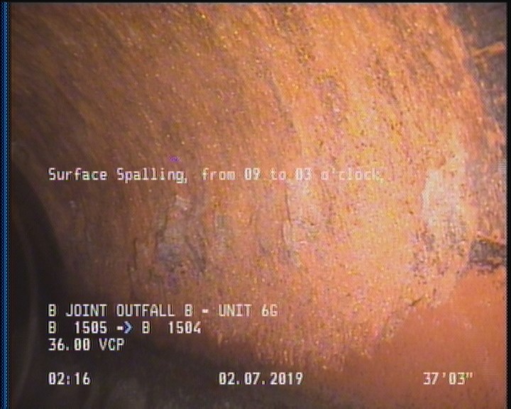 Surface Spalling, from 09 to 03 o'clock, within 8 inches of joint: YES, Start