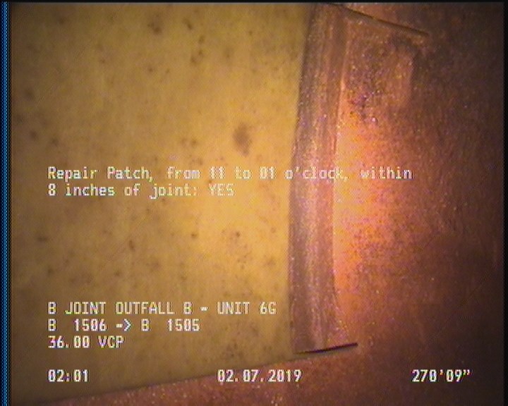Repair Patch, from 11 to 01 o'clock, within 8 inches of joint: YES