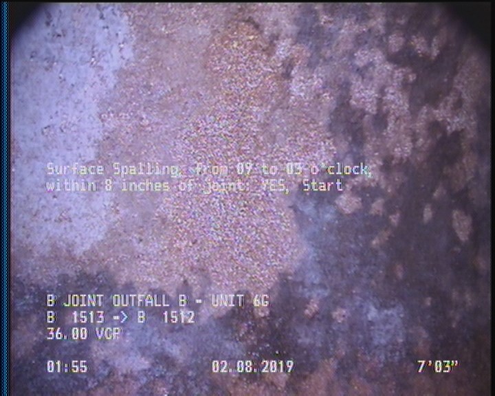 Surface Spalling, from 09 to 03 o'clock, within 8 inches of joint: YES, Start