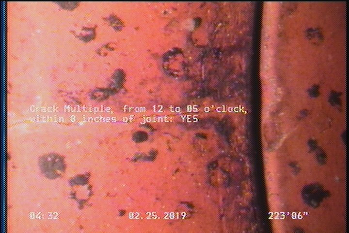 Crack Multiple, from 12 to 05 o'clock, within 8 inches of joint: YES