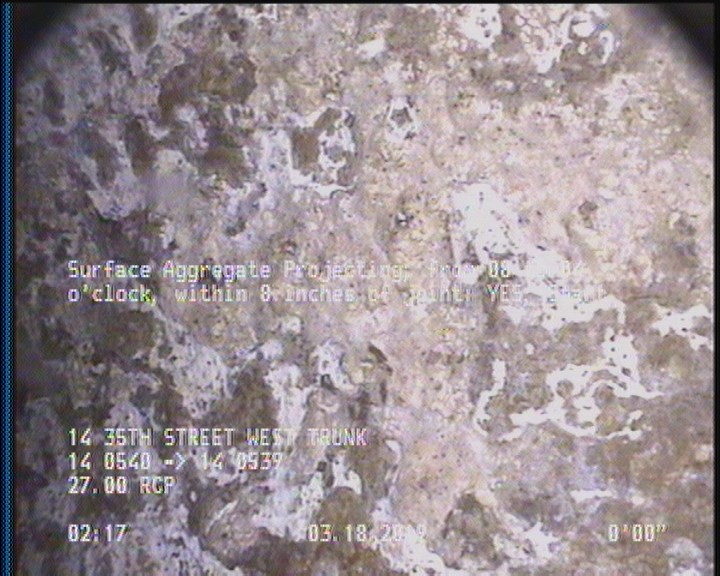 Surface Aggregate Projecting, from 08 to 04 o'clock, within 8 inches of joint: YES, Start