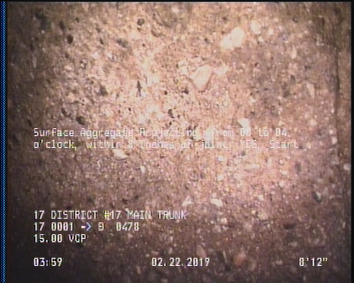 Surface Aggregate Projecting, from 08 to 04 o'clock, within 8 inches of joint: YES, Start