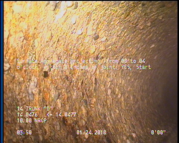 Surface Aggregate Projecting, from 08 to 04 o'clock, within 8 inches of joint: YES, Start