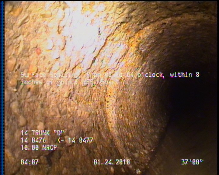 Surface Spalling, from 08 to 04 o'clock, within 8 inches of joint: YES, Start