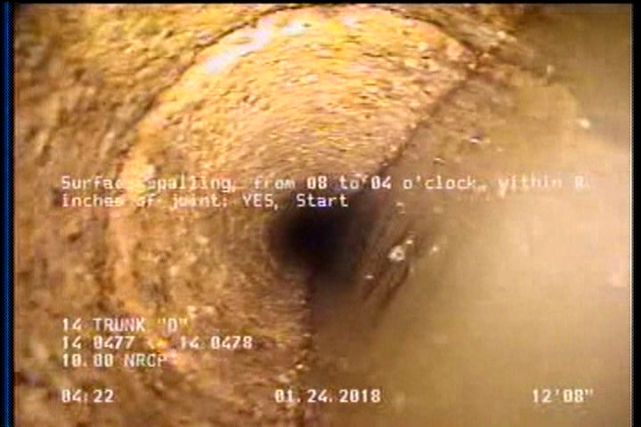 Surface Spalling, from 08 to 04 o'clock, within 8 inches of joint: YES, Start