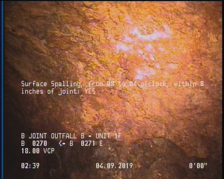 Surface Spalling, from 08 to 04 o'clock, within 8 inches of joint: YES