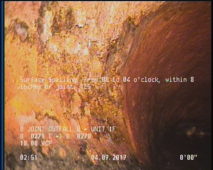 Surface Spalling, from 08 to 04 o'clock, within 8 inches of joint: YES