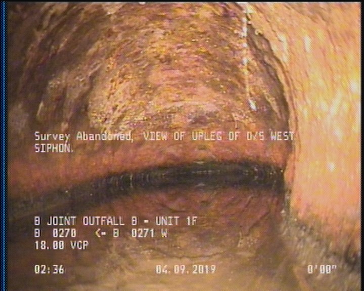 Survey Abandoned - VIEW OF UPLEG OF D/S WEST SIPHON.