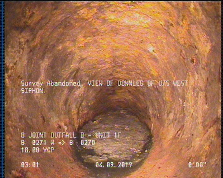 Survey Abandoned - VIEW OF DOWNLEG OF U/S WEST SIPHON.