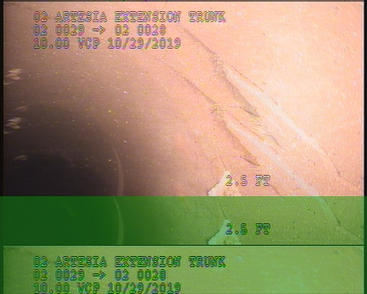 Broken, from 01 to 03 o'clock, within 8 inches of joint: NO - CHIPPED PIPE