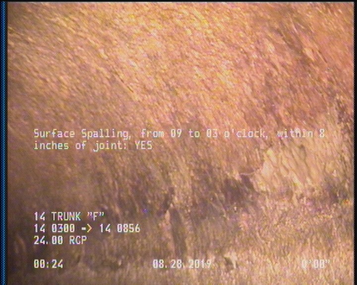 Surface Spalling, from 09 to 03 o'clock, within 8 inches of joint: YES