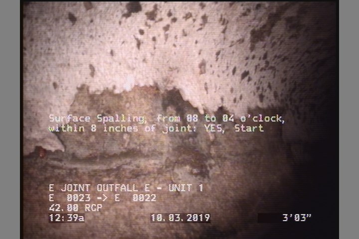 Surface Spalling, from 08 to 04 o'clock, within 8 inches of joint: YES, Start