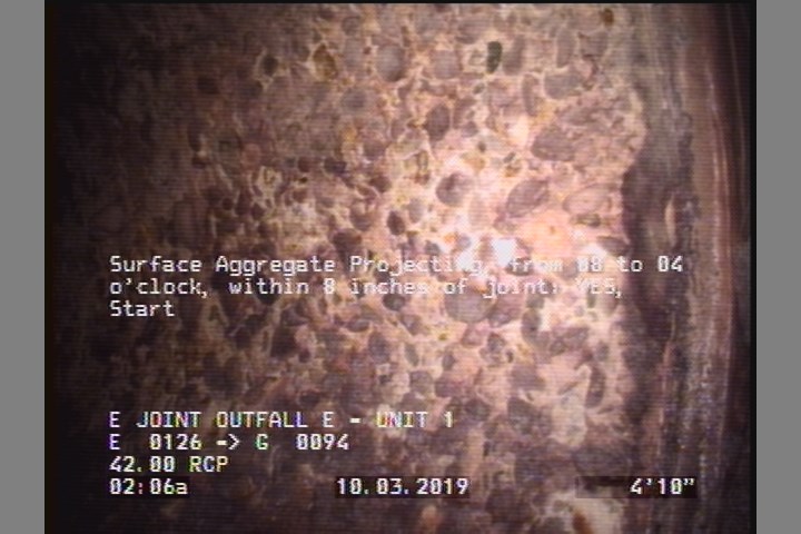 Surface Aggregate Projecting, from 08 to 04 o'clock, within 8 inches of joint: YES, Start