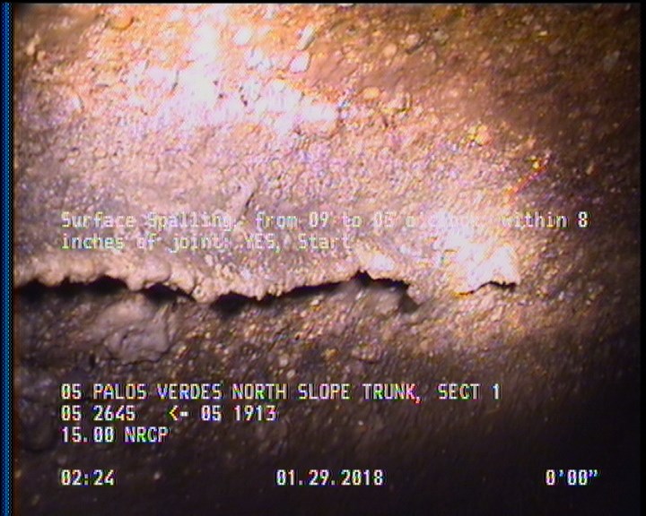 Surface Spalling, from 09 to 03 o'clock, within 8 inches of joint: YES, Start