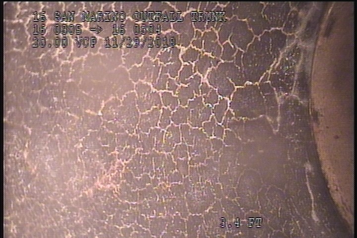 Surface Spalling, from 08 to 04 o'clock, within 8 inches of joint: NO - THIN SURFACE FLAKING