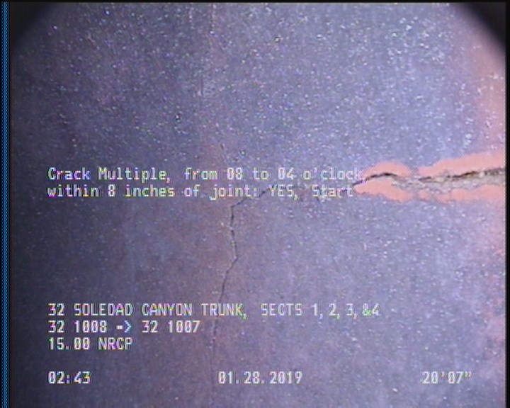 Crack Multiple, from 08 to 04 o'clock, within 8 inches of joint: YES, Start