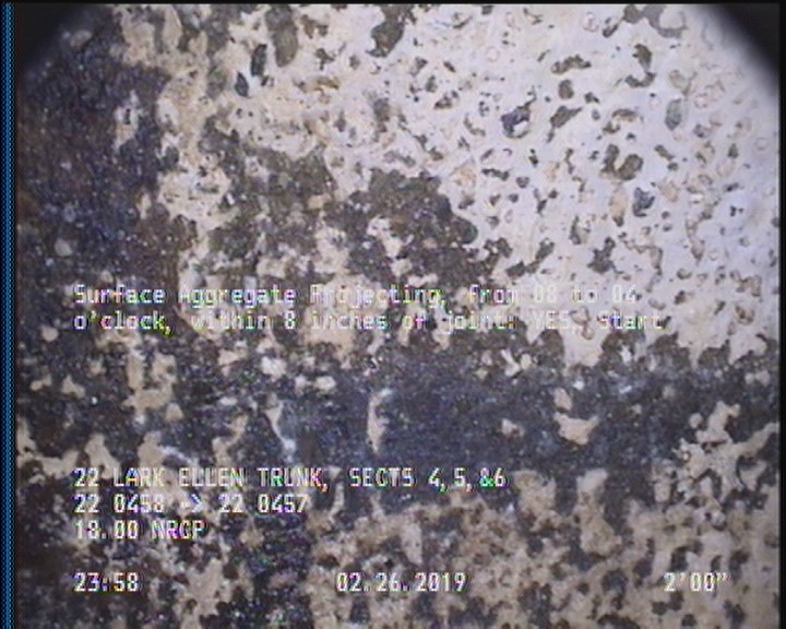 Surface Aggregate Projecting, from 08 to 04 o'clock, within 8 inches of joint: YES, Start