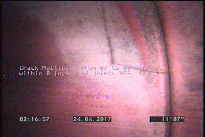 Crack Multiple, from 07 to 05 o'clock, within 8 inches of joint: YES, Start
