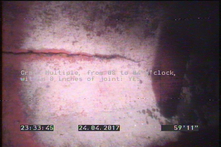 Crack Multiple, from 08 to 04 o'clock, within 8 inches of joint: YES