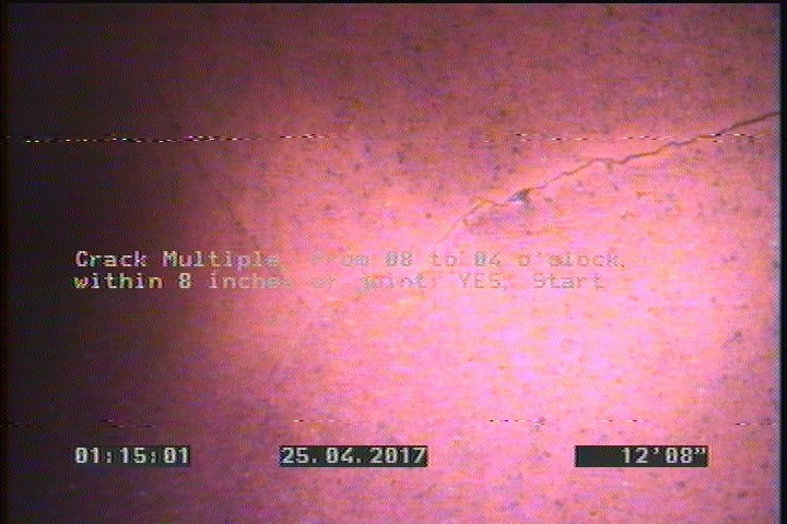 Crack Multiple, from 08 to 04 o'clock, within 8 inches of joint: YES, Start