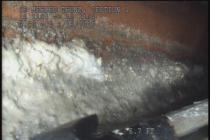 Deposits Attached Grease, 5 %of cross sectional area, from 04 to 08 o'clock, , within 8 inches of joint: YES
