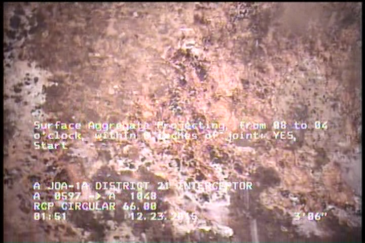 Surface Aggregate Projecting, from 08 to 04 o'clock, within 8 inches of joint: YES, Start