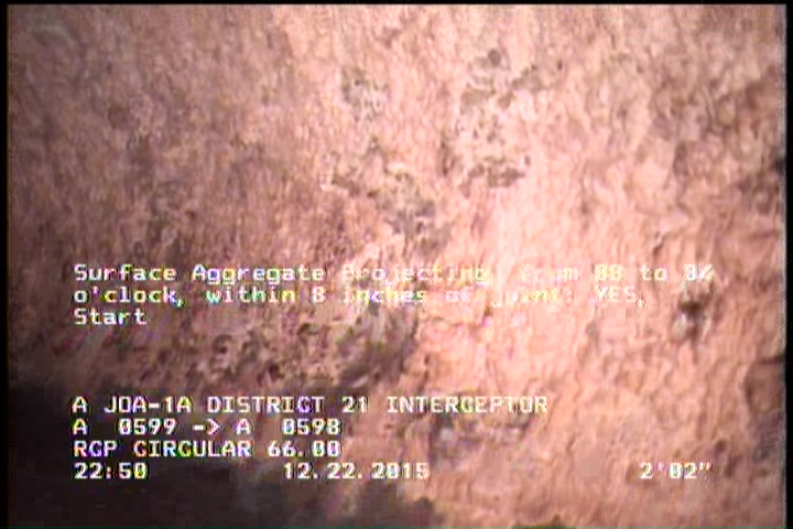 Surface Aggregate Projecting, from 08 to 04 o'clock, within 8 inches of joint: YES, Start