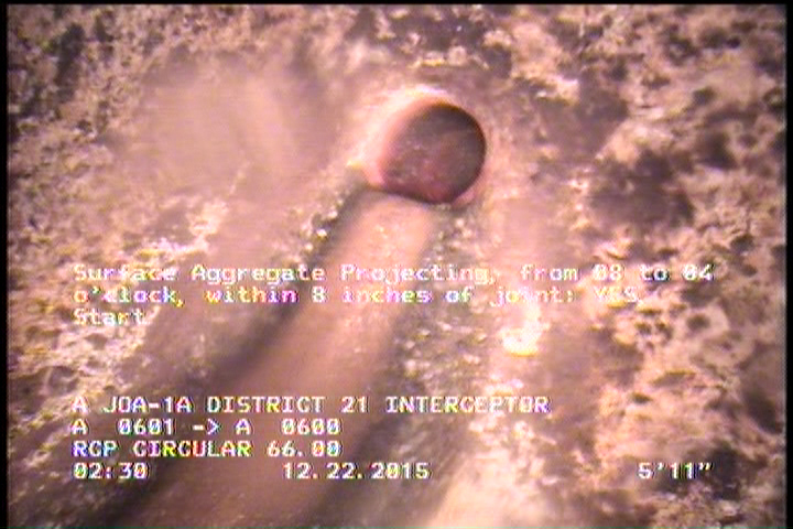 Surface Aggregate Projecting, from 08 to 04 o'clock, within 8 inches of joint: YES, Start