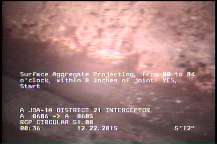 Surface Aggregate Projecting, from 08 to 04 o'clock, within 8 inches of joint: YES, Start