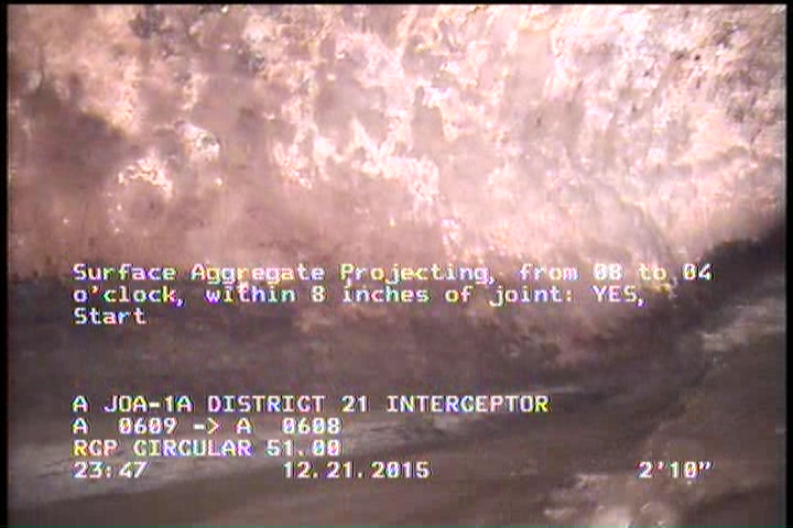 Surface Aggregate Projecting, from 08 to 04 o'clock, within 8 inches of joint: YES, Start
