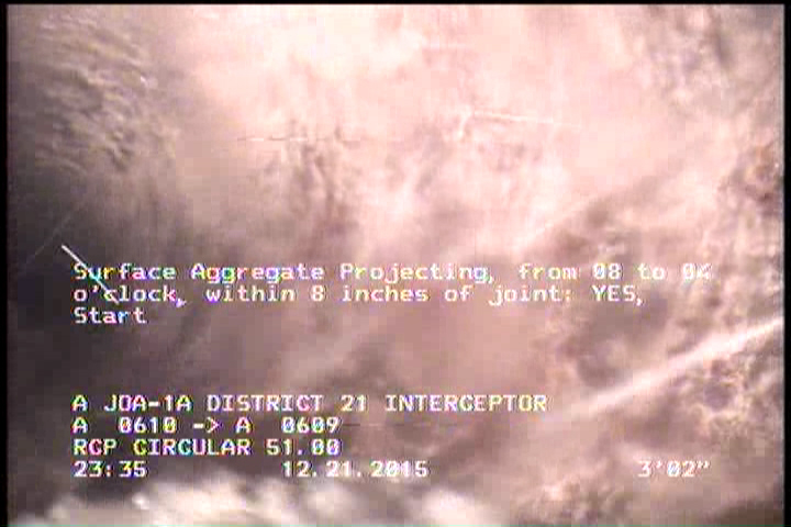 Surface Aggregate Projecting, from 08 to 04 o'clock, within 8 inches of joint: YES, Start
