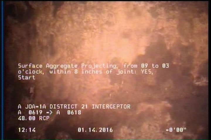 Surface Aggregate Projecting, from 09 to 03 o'clock, within 8 inches of joint: YES, Start