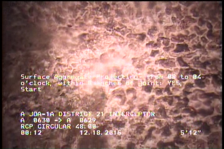 Surface Aggregate Projecting, from 08 to 04 o'clock, within 8 inches of joint: YES, Start