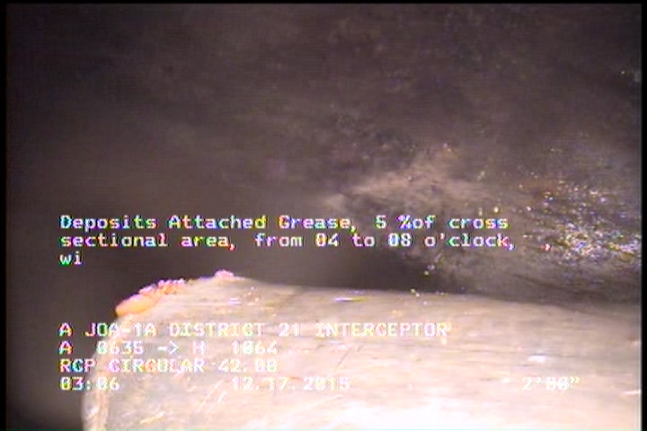 Deposits Attached Grease, 5 %of cross sectional area, from 04 to 08 o'clock, , within 8 inches of joint: YES