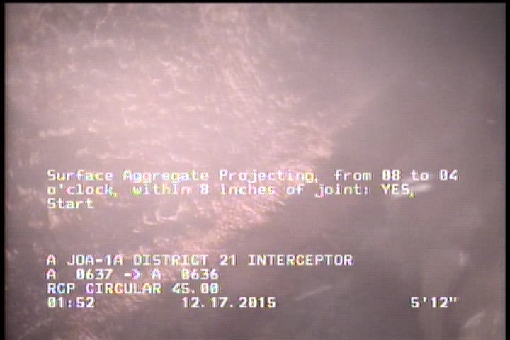 Surface Aggregate Projecting, from 08 to 04 o'clock, within 8 inches of joint: YES, Start