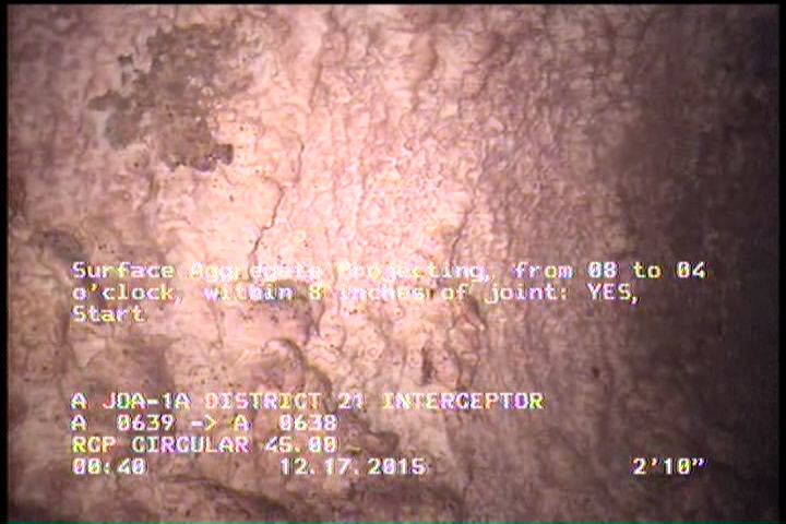 Surface Aggregate Projecting, from 08 to 04 o'clock, within 8 inches of joint: YES, Start