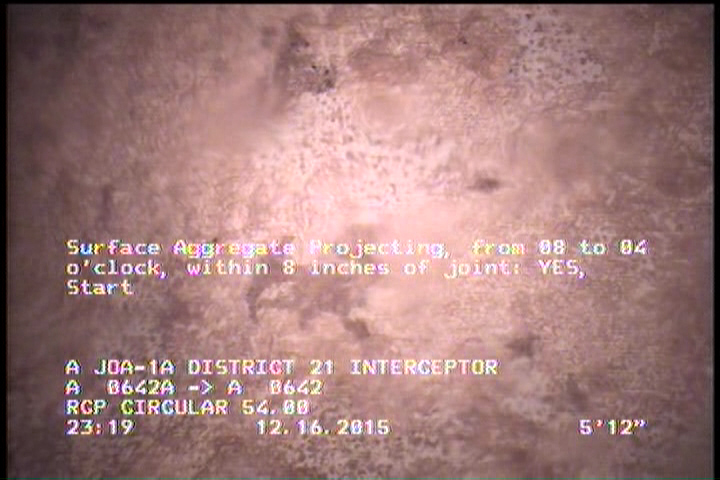 Surface Aggregate Projecting, from 08 to 04 o'clock, within 8 inches of joint: YES, Start