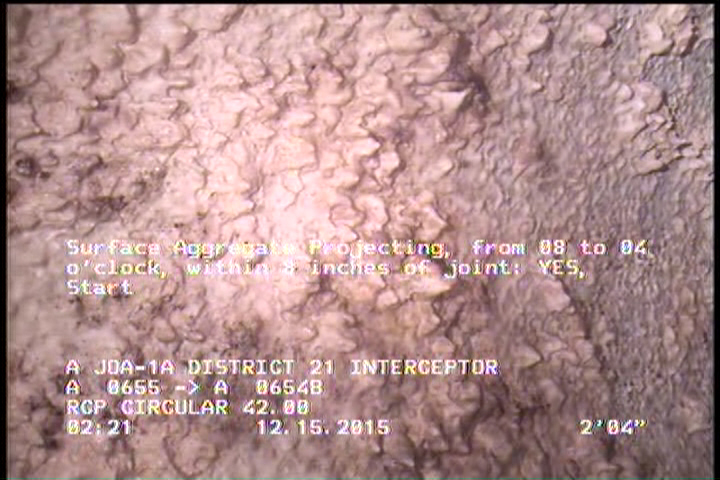 Surface Aggregate Projecting, from 08 to 04 o'clock, within 8 inches of joint: YES, Start