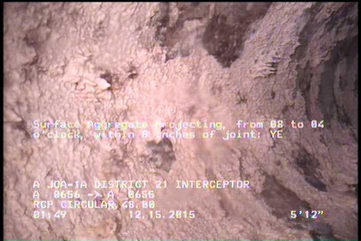 Surface Aggregate Projecting, from 08 to 04 o'clock, within 8 inches of joint: YES, Start