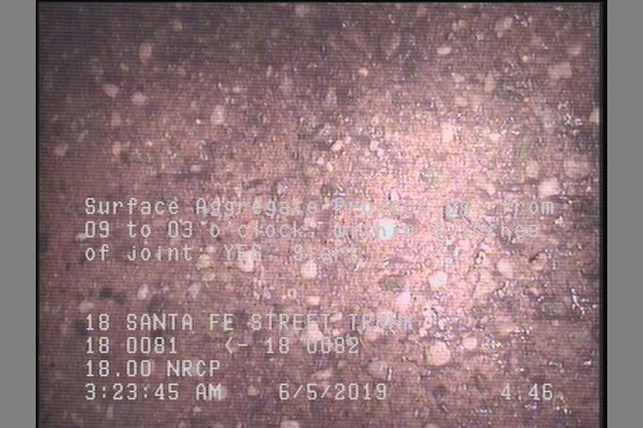 Surface Aggregate Projecting, from 09 to 03 o'clock, within 8 inches of joint: YES, Start