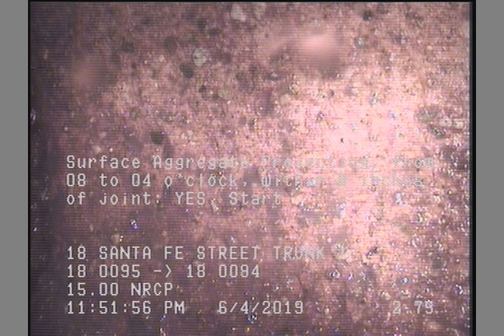 Surface Aggregate Projecting, from 08 to 04 o'clock, within 8 inches of joint: YES, Start