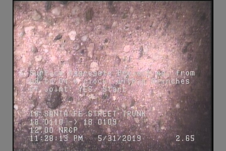 Surface Aggregate Projecting, from 08 to 04 o'clock, within 8 inches of joint: YES, Start