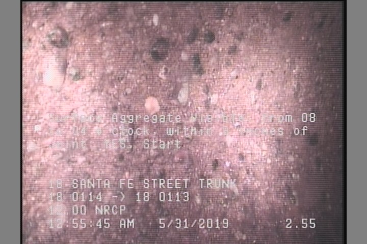 Surface Aggregate Visible, from 08 to 04 o'clock, within 8 inches of joint: YES, Start